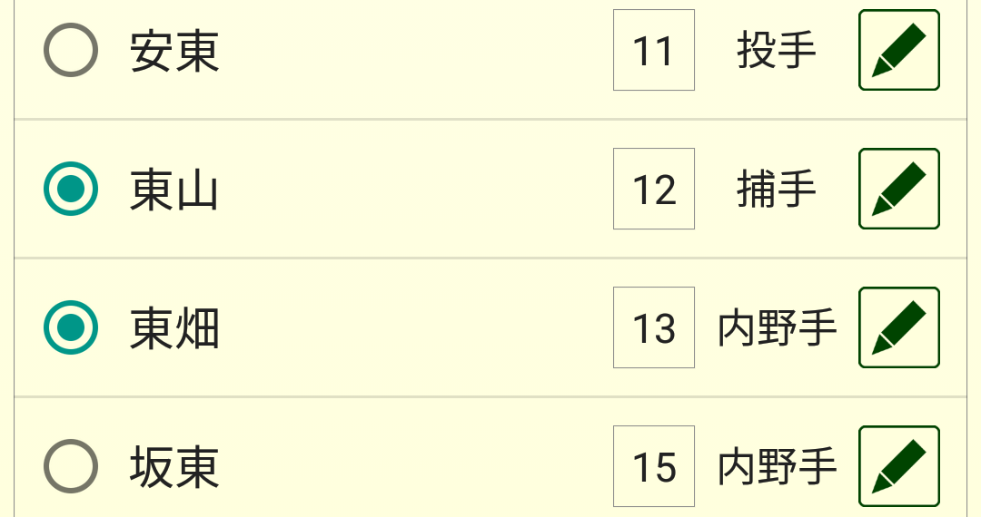 選手の削除