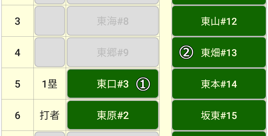 選手交代画面